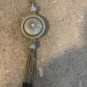 Long gold tassel with pendant necklace
